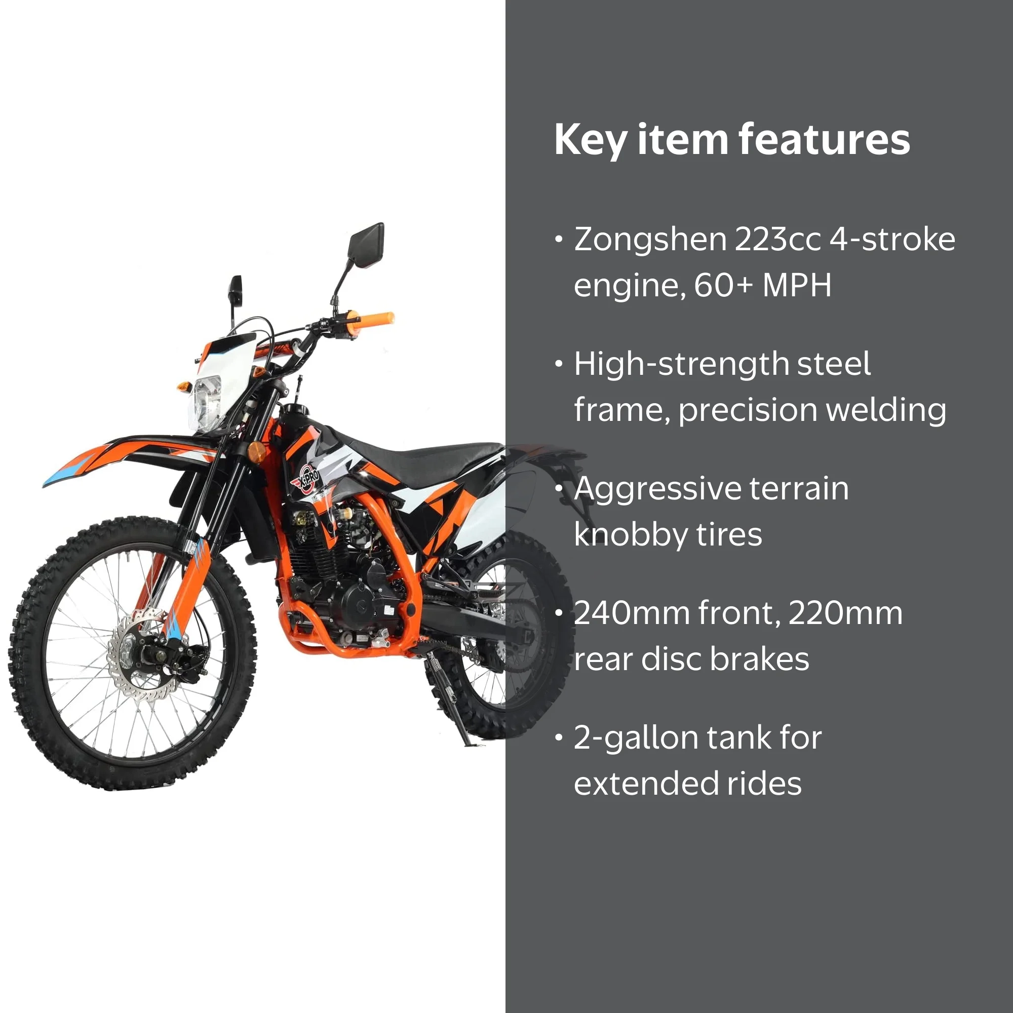 X-Pro Titan DLX 250cc Power Motorcycle, Adult Gas Dirt Bike, 21
