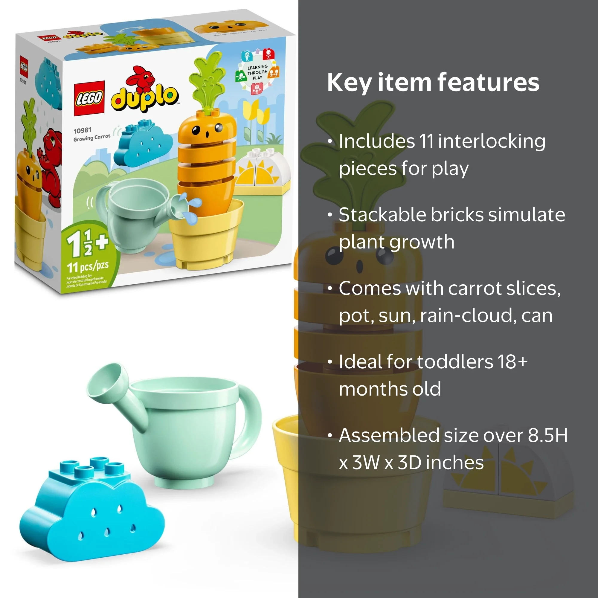 LEGO, Growing Carrot Stacking Toy, 10981, 11 Pieces - Walmart.com