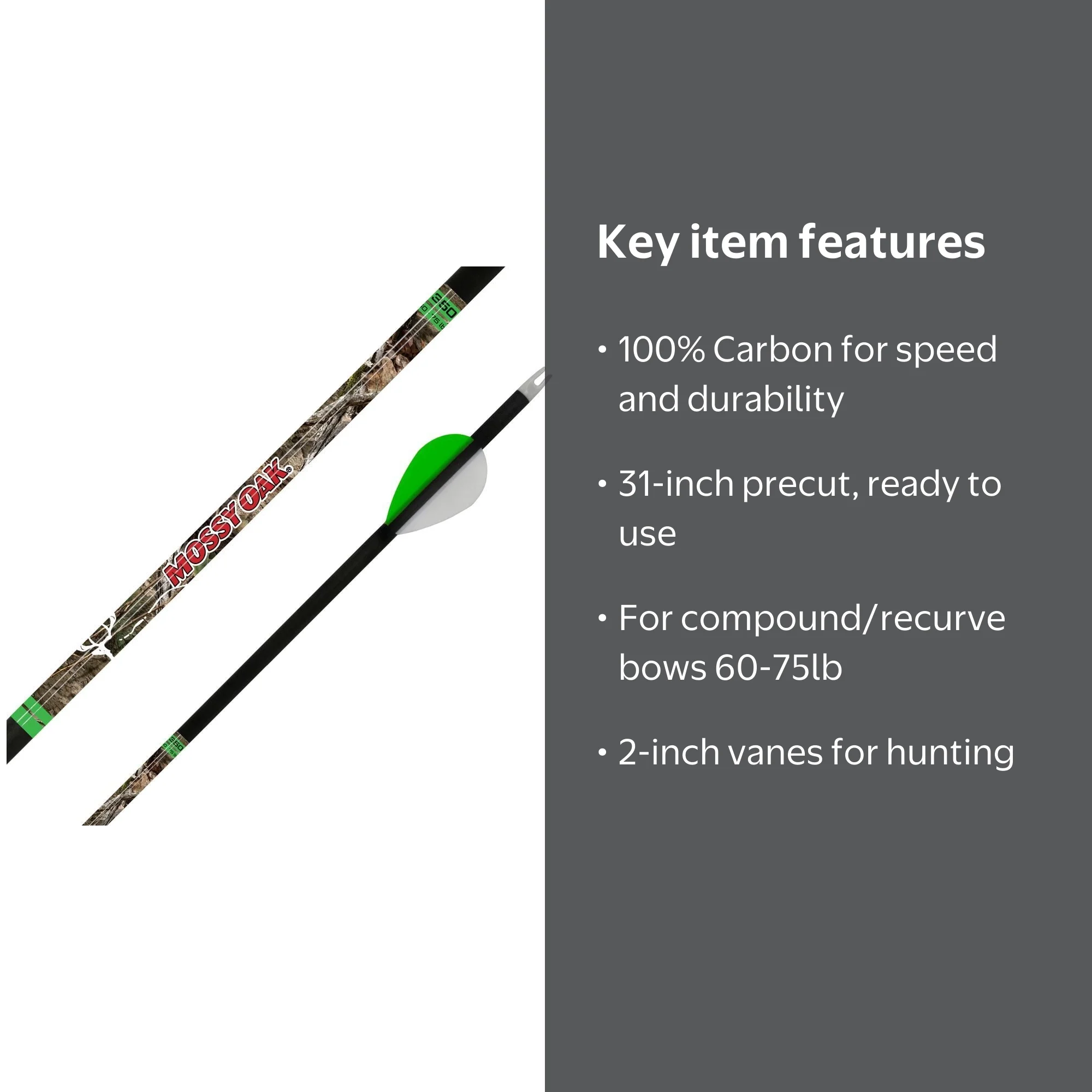 Mossy Oak Arrow 350 Size 31 inch Length - Walmart.com