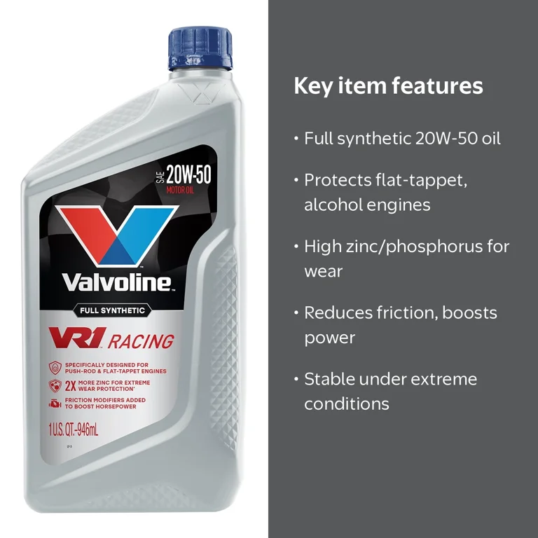Valvoline, Racing Full Synthetic Motor Oil, 20W-50, 1 QT - Walmart.com