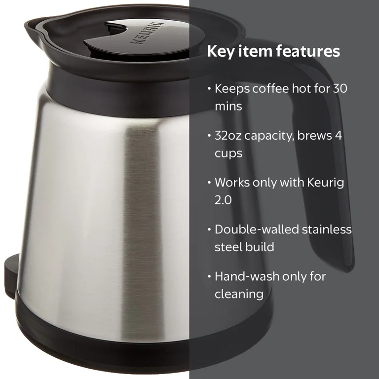 Keurig® 2.0, 32oz Double-Walled, Vacuum-Insulated, Stainless Steel