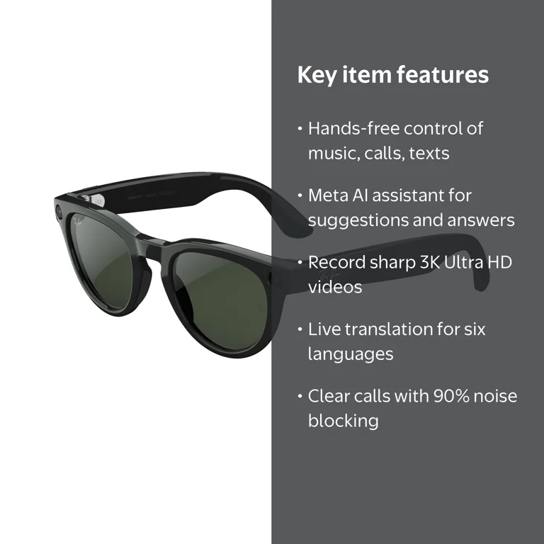 Ray-Ban Meta (Gen 2), Headliner, Shiny Black, Transitions