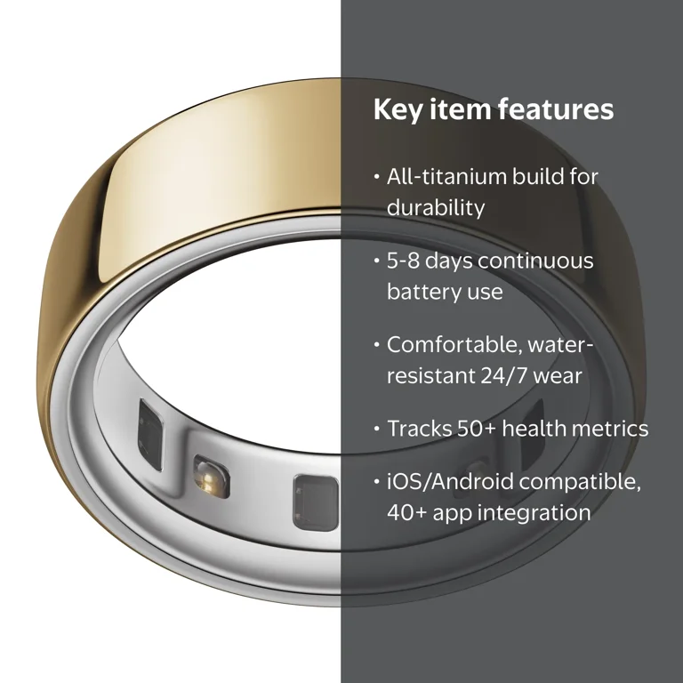 Oura Ring 4, Gold, Size 6, Smart Wearable, Sleep, Fitness & Heart