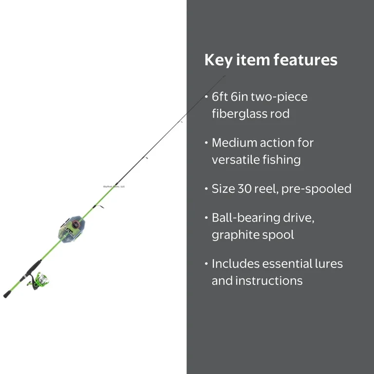 6 rod and reel bass fishing system 6' Medium Action 2 Piece Fiberglass/Graphite Spinning 3000 Spinning Package this compact set GXR Bass