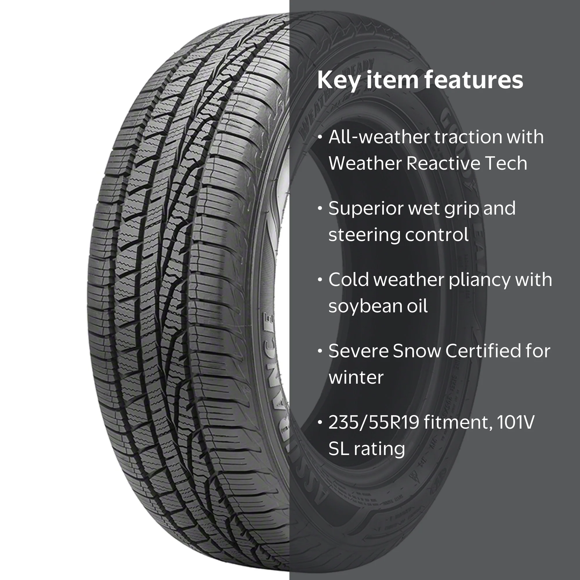 GOODYEAR★235/55R19★1本送料込み★ Goodyear Assurance Weatherready All-Season Tire - 235/55R19 101V