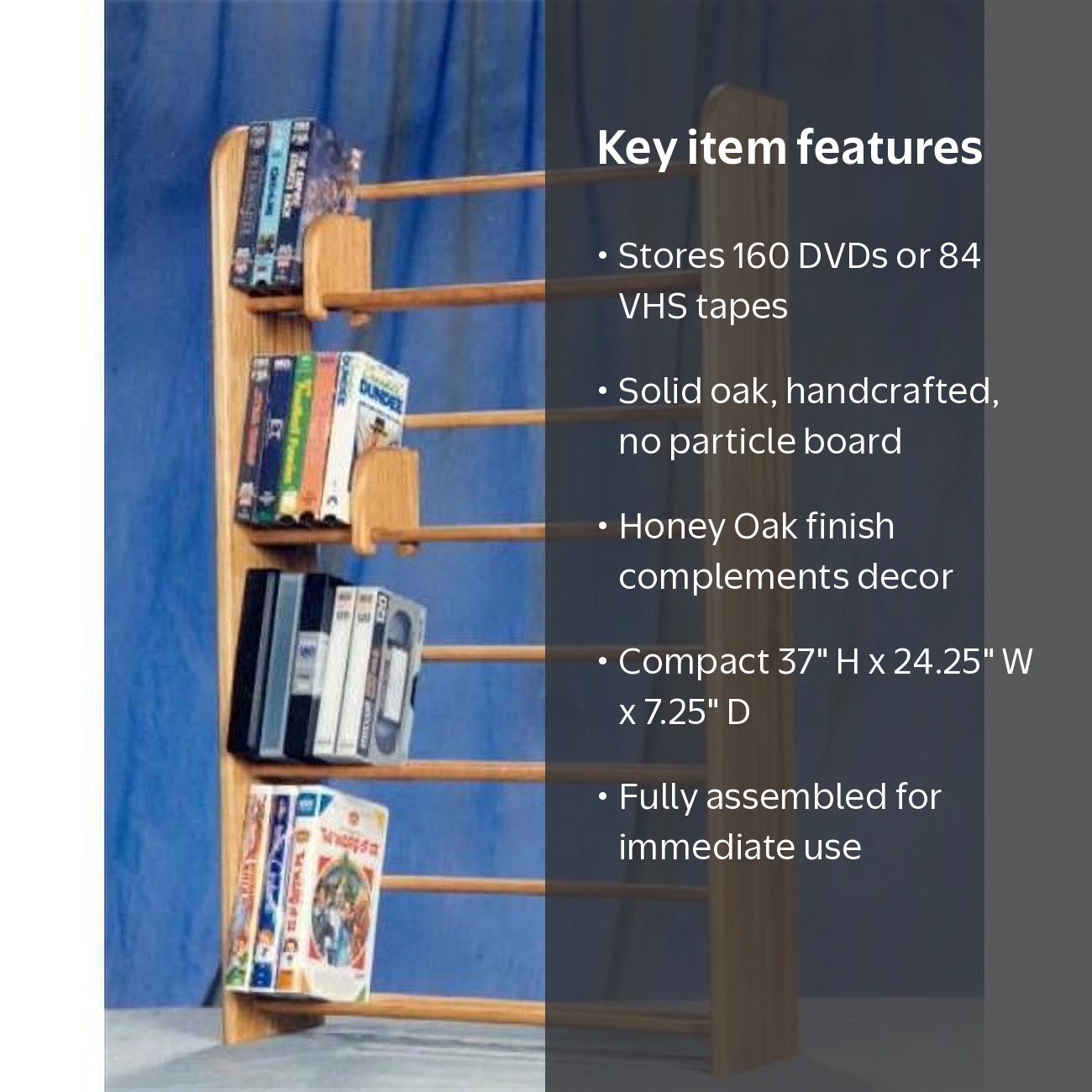 Wood Shed 405 Solid Oak 4 Row Dowel DVD-VHS Rack - Walmart.com