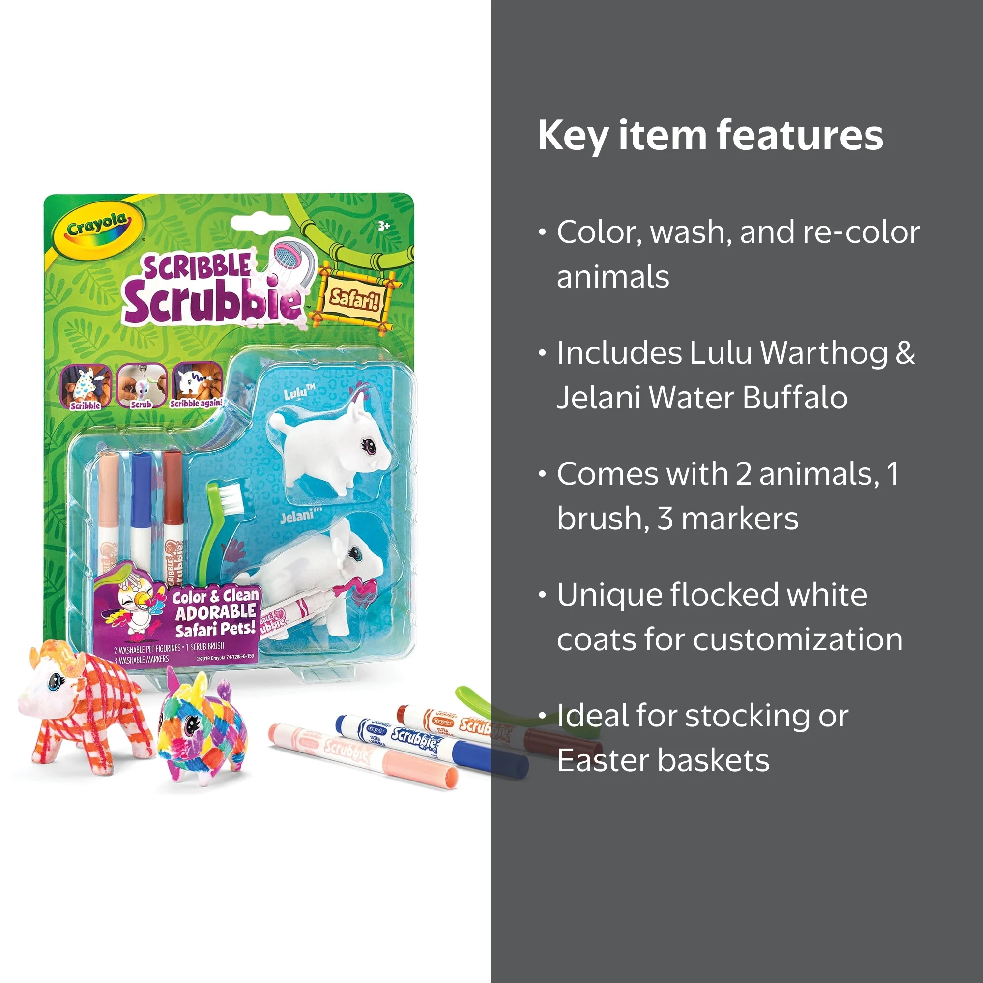 Crayola Scribble Scrubbie Safari 2 Ct, Warthog and Water Buffalo