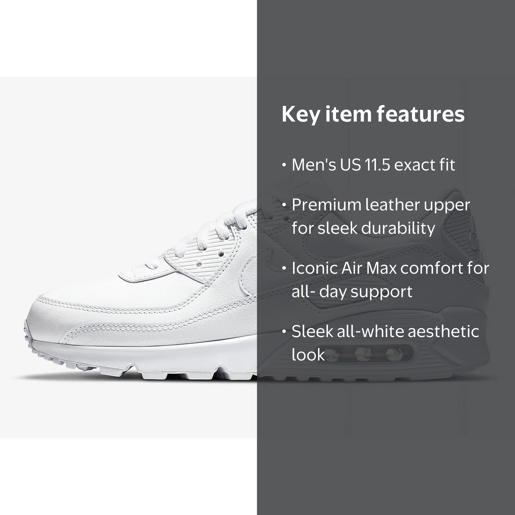 Men's Nike Air Max 90 LTR White/White-White (CZ5594 100) - 11.5