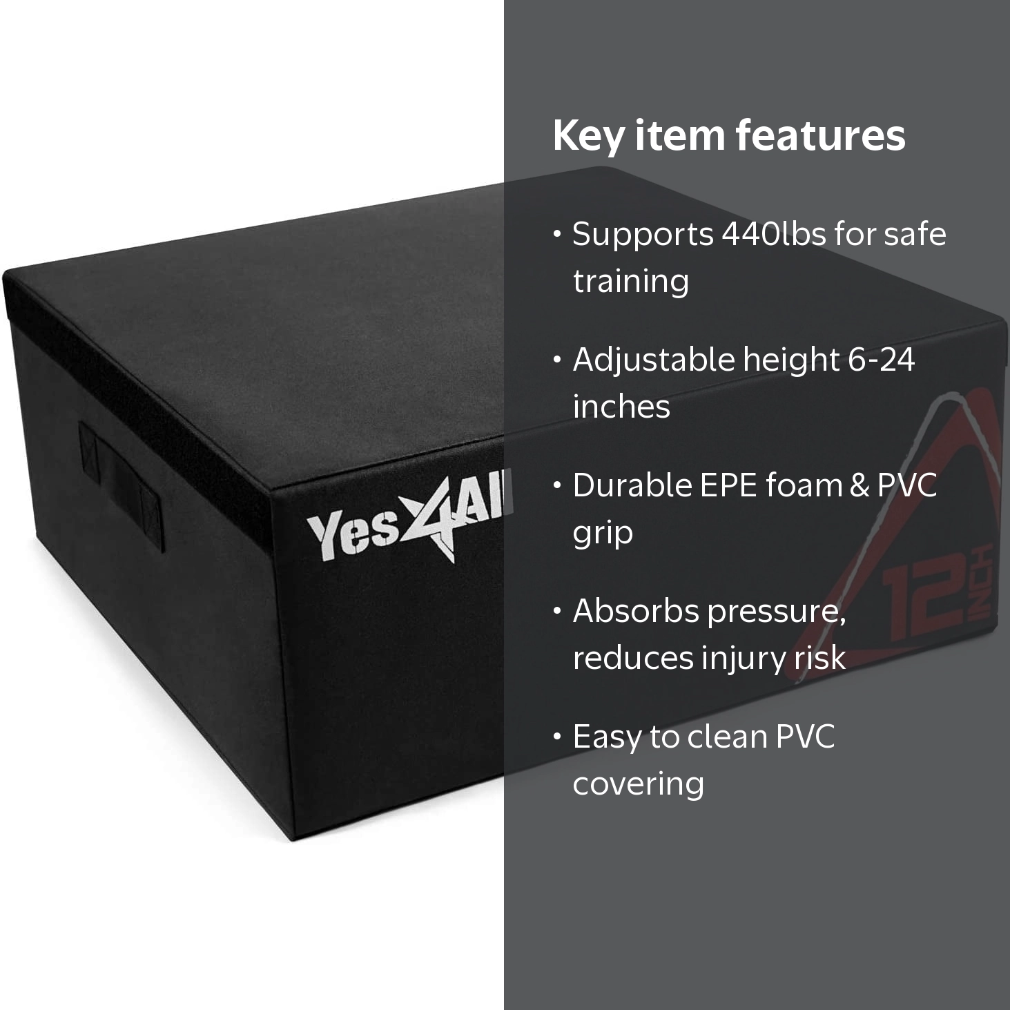 Yes4All 12 in Height Stackable Plyometric Box, for Crossfit