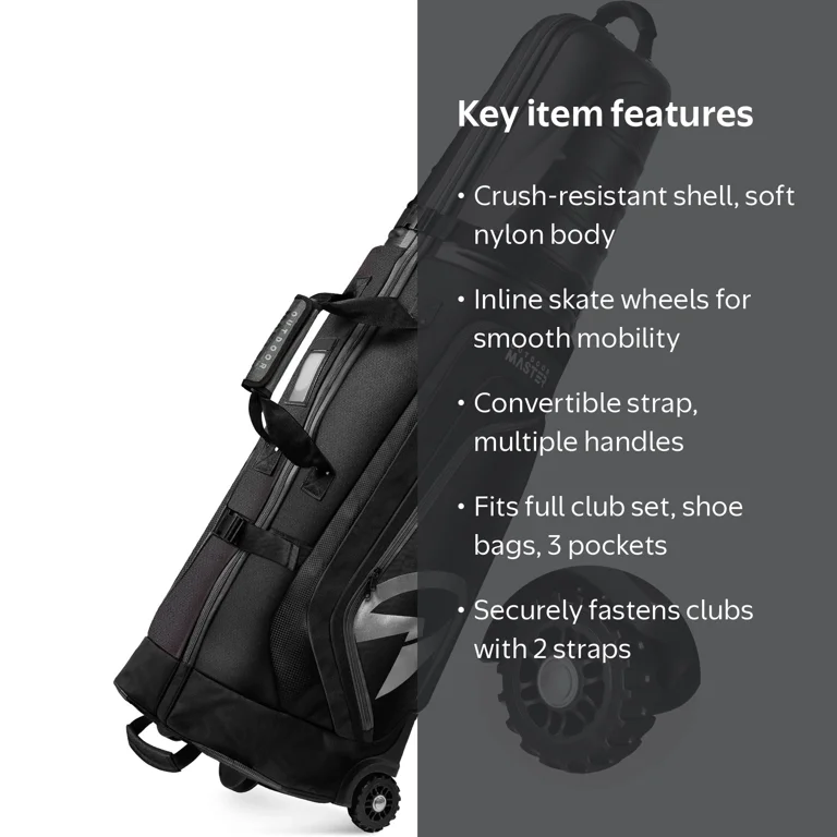OutdoorMaster Golf Travel Bag with Wheels and Hard Shell Top