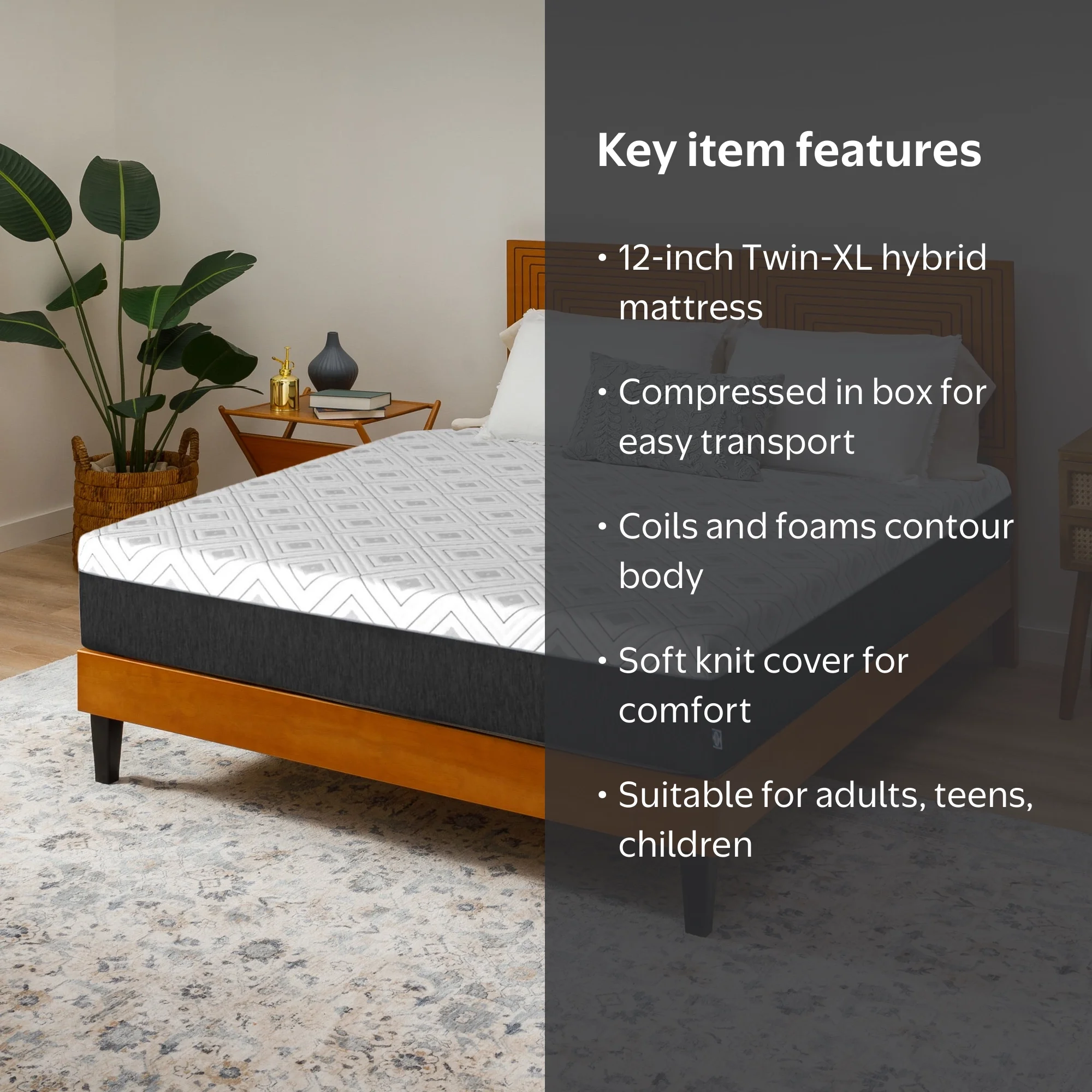 Sealy Essentials 12” Twin-XL Hybrid Mattress-in-a-Box, Adult