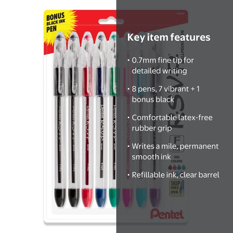 Pentel RSVP 0.7mm Ballpoint Pen Set with Assorted Ink Colors