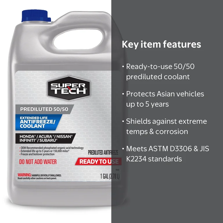 Super Tech OE Blue Antifreeze Prediluted 50/50, Extended Life, 1