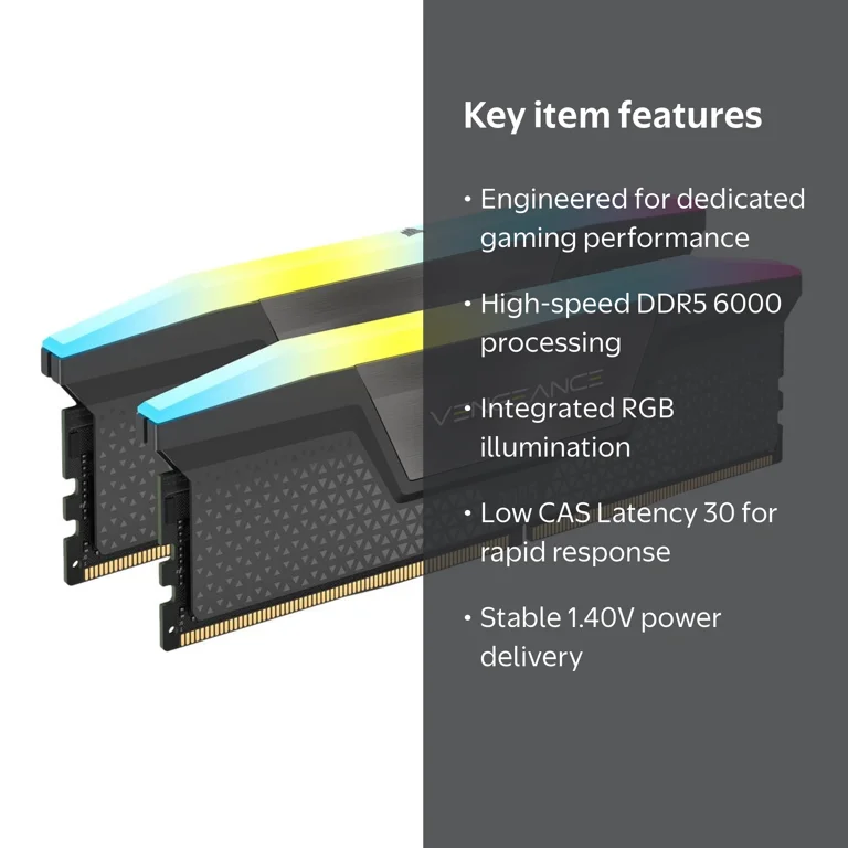Corsair, Vengeance RGB RAM Module, DDR5 6000, RGB Gaming Memory