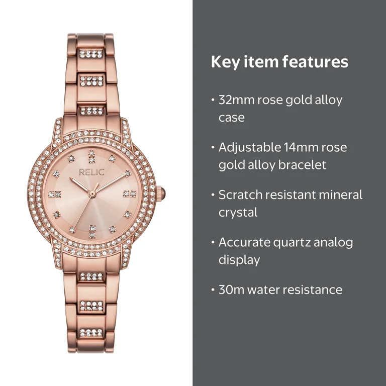 Relic Women Silver Pink Analog Quartz Fossil Queen\'s Court Bracelet Luxury Watch Relic by Fossil Queen main image 3