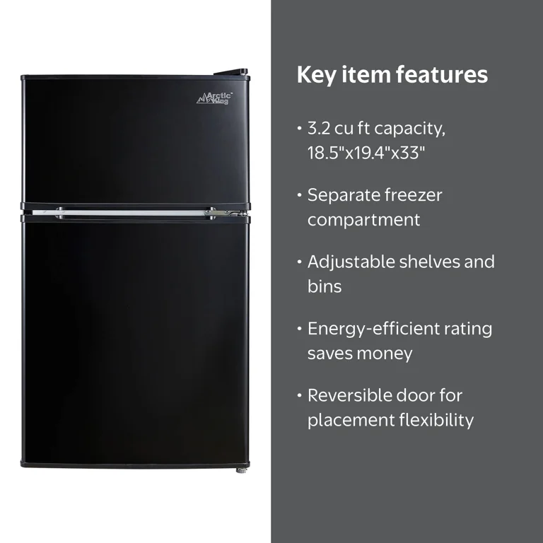 Arctic King 3.2 Cu Ft Two-Door Mini Fridge with Freezer, Energy