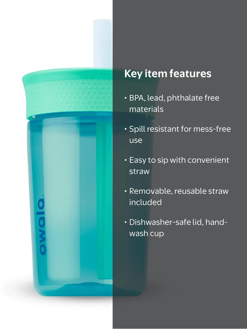 Owala Kids Tumbler, 15oz in Blue Lagoon with Spill Resistant BPA