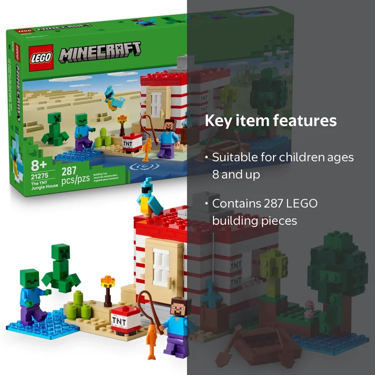 LEGO Minecraft TNT Jungle House, 21275, 287 Pieces - Walmart.com