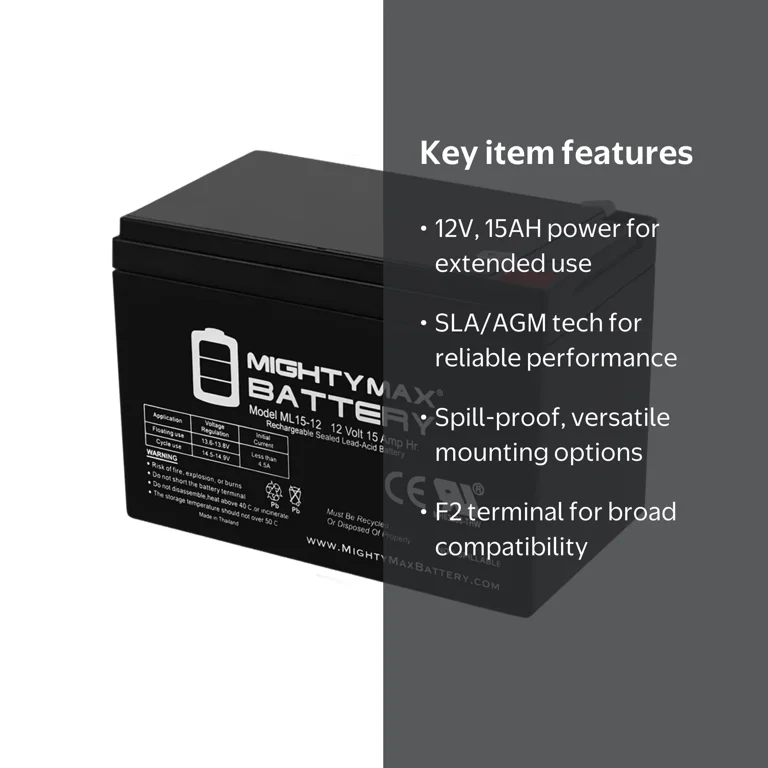 12V 15AH F2 Replaces Champion Generator 9000 Rechargeable Battery