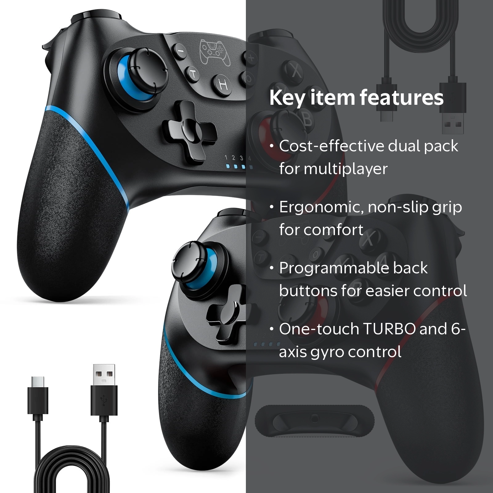 Fousixdi Wireless Controller for Switch 2/Switch Lite OLED, 2pk