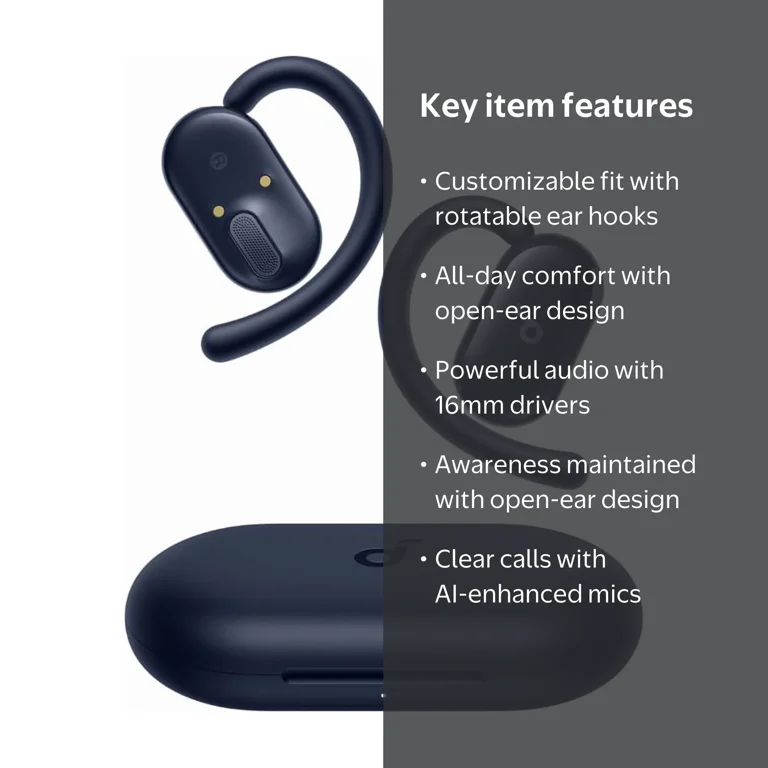 Soundcore V20i Open-Ear Headphones, Rotatable Ear Hooks, 16mm