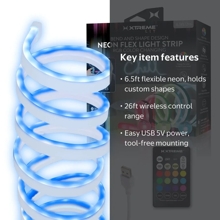 Xtreme Lit 6.5-Foot Neon Flex LED Strip Lights with Memory Wire