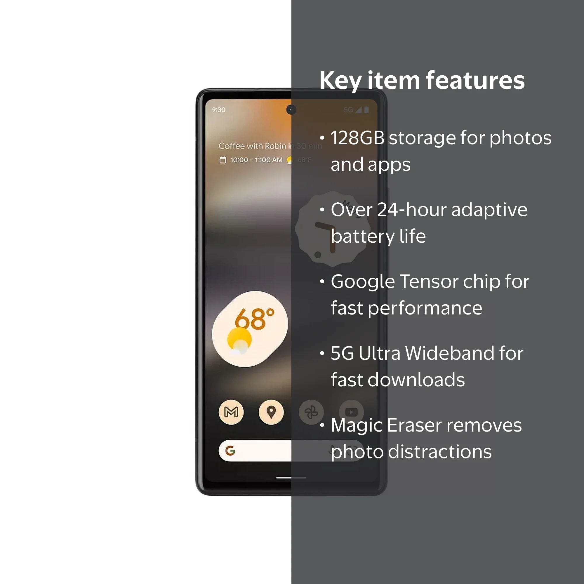 Verizon Google Pixel 6A 128GB Black - Prepaid, 5G, Water Resistant