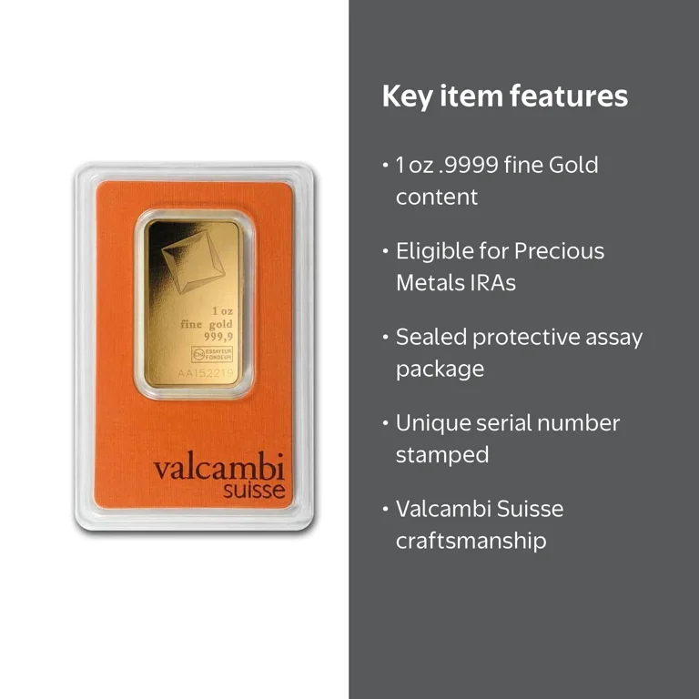 1 Ounce Gold Bar - Valcambi (In Assay) - Walmart.com