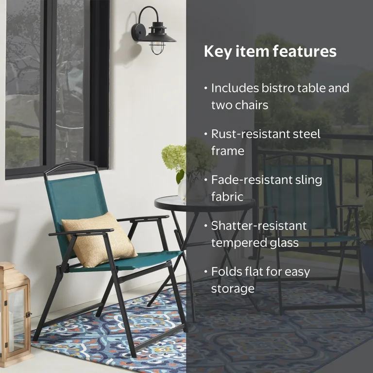 Mainstay Albany Lane 3-Piece Outdoor Bistro Set, Teal - Walmart.com