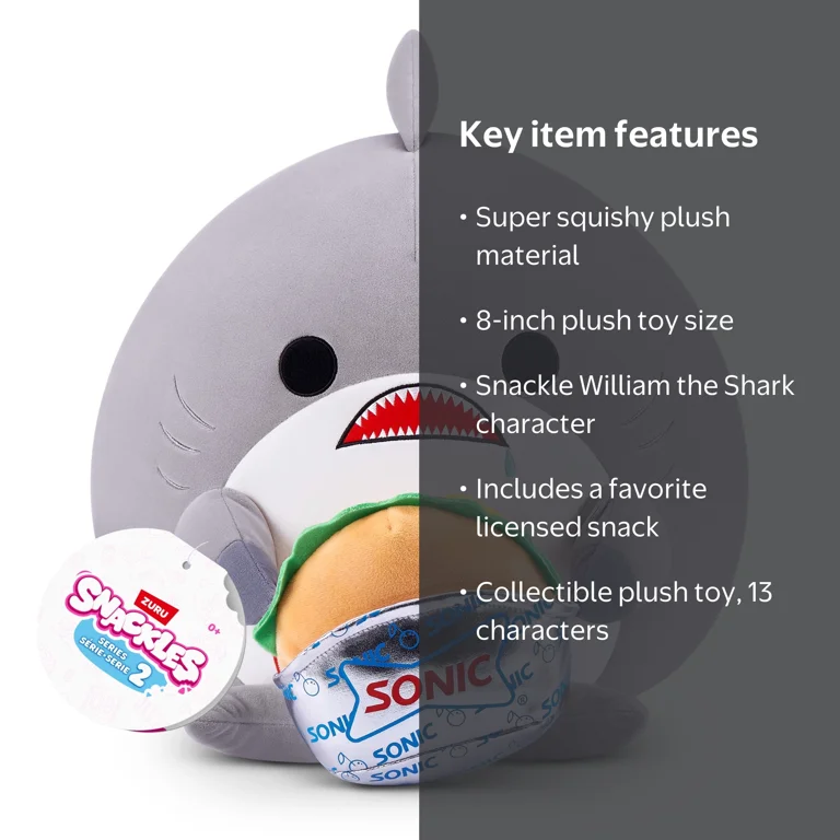 SNACKLES 8 inch Snackle (Sonic Burger) William the Shark, Ultra