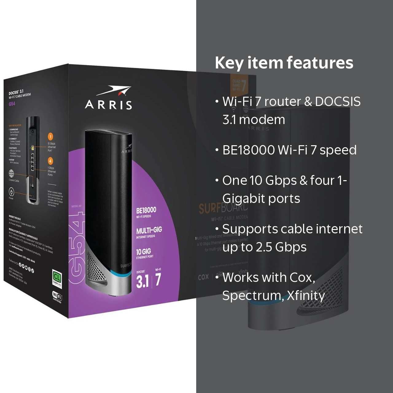 ARRIS, DOCSIS 3.1 Gigabit Modem Wi-Fi 7 Router, G54 - Walmart.com