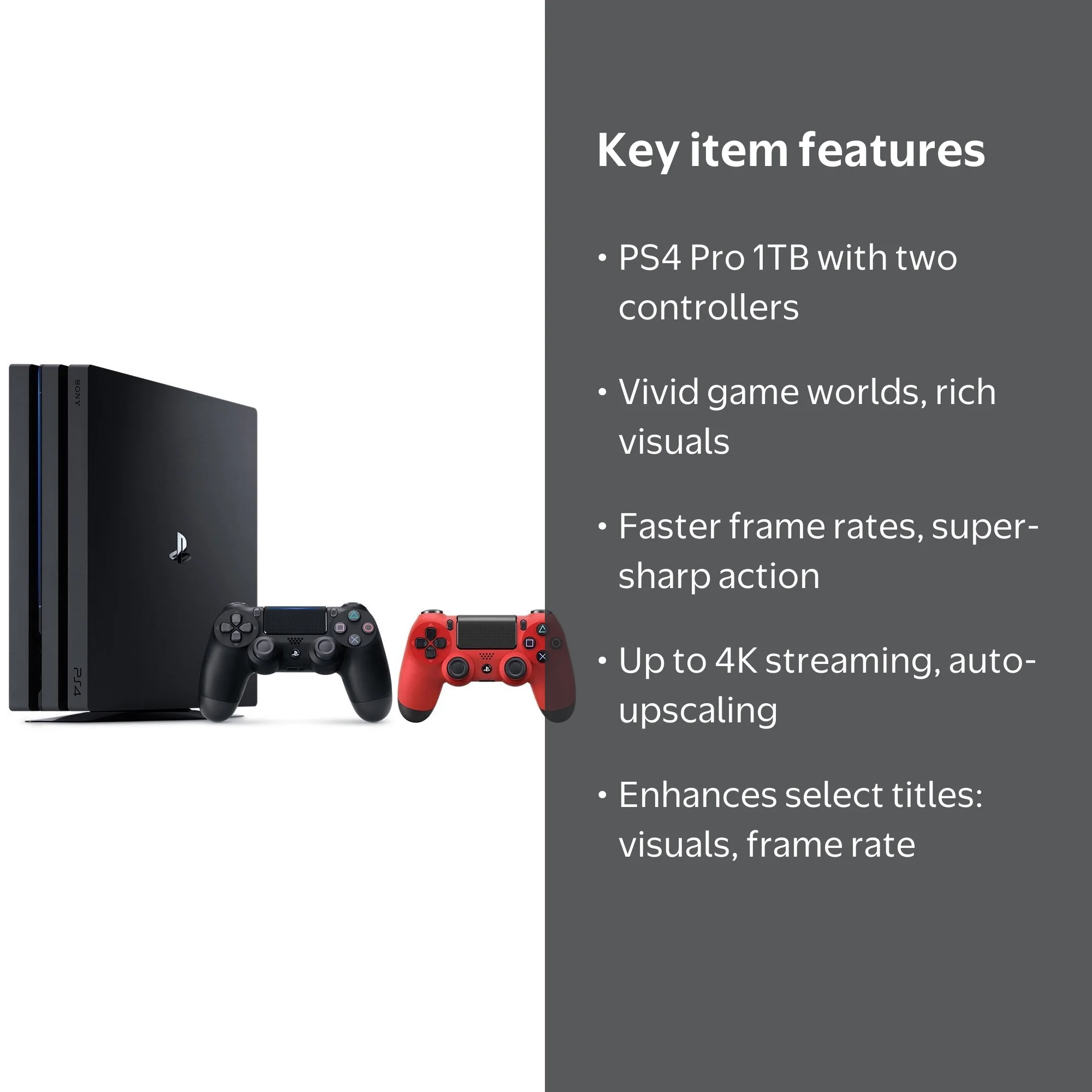 PlayStation 4 Pro Console Bundle (2 Items): PS4 Pro 1TB Console