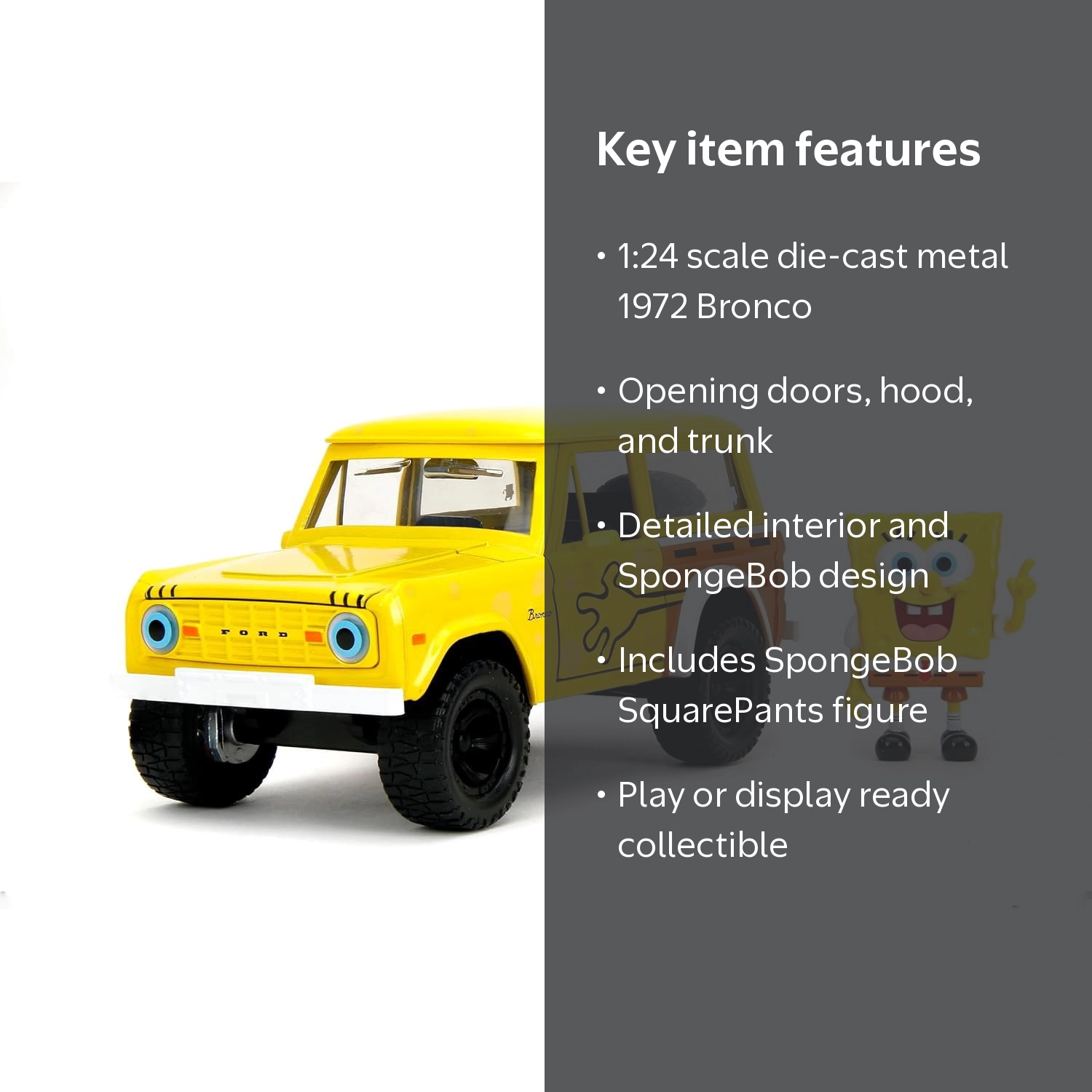 Jada Toys 1:24 Die-Cast Vehicle 1972 Ford Bronco + SpongeBob