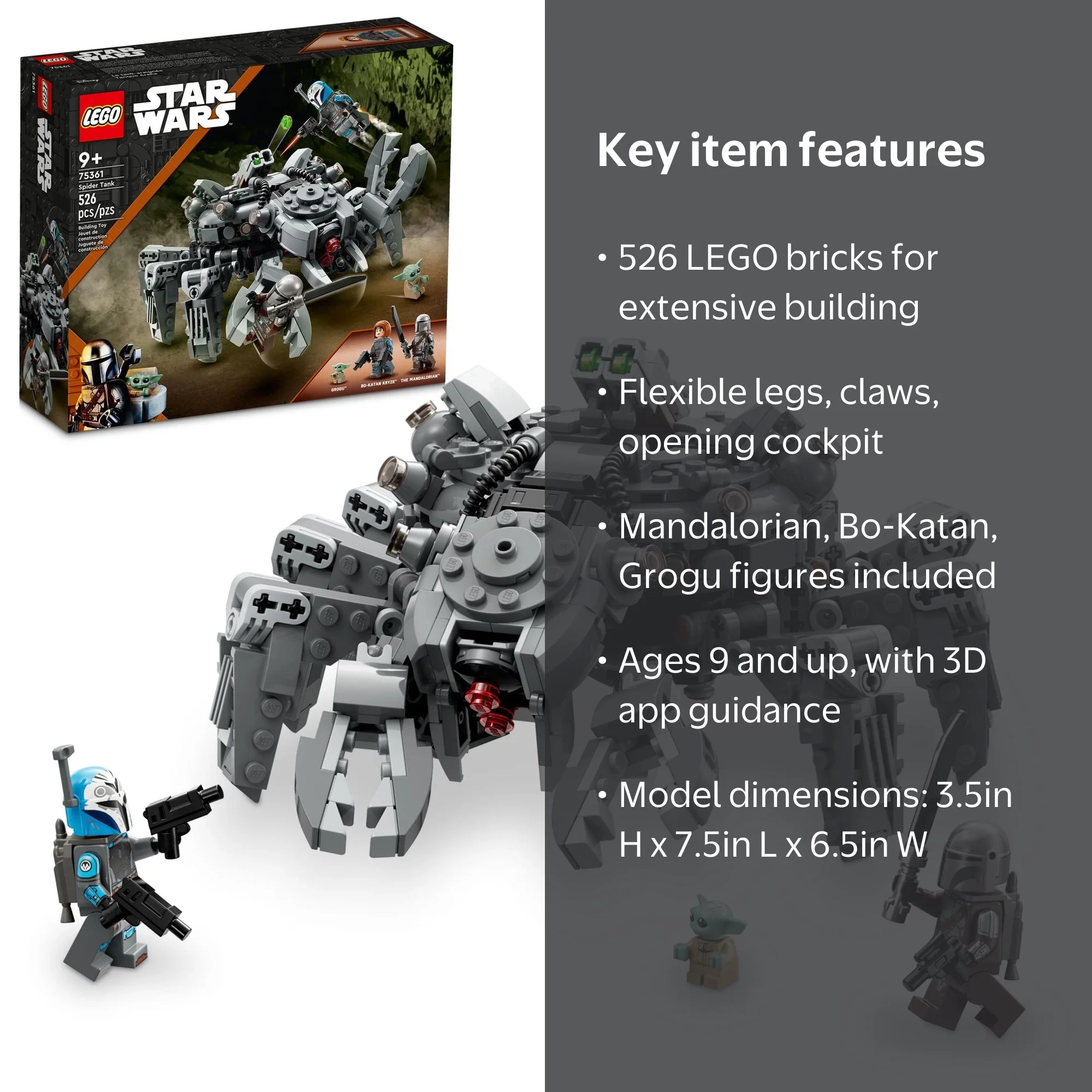 LEGO, Star Wars Spider Tank Building Toy, Multicolor, 526 Pieces