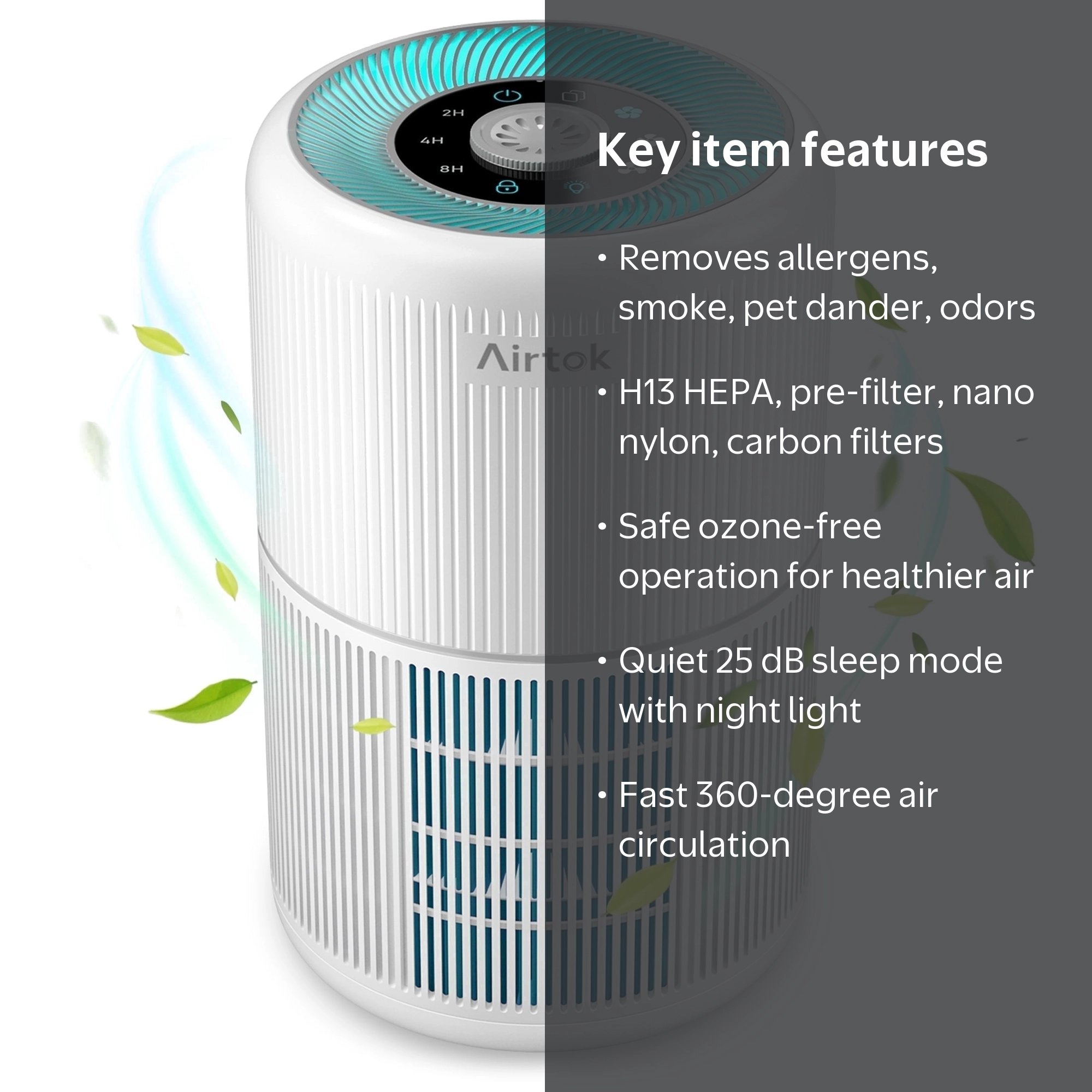 AIRTOK, Air Purifier, True HEPA, Small Rooms, Quiet - Walmart.com