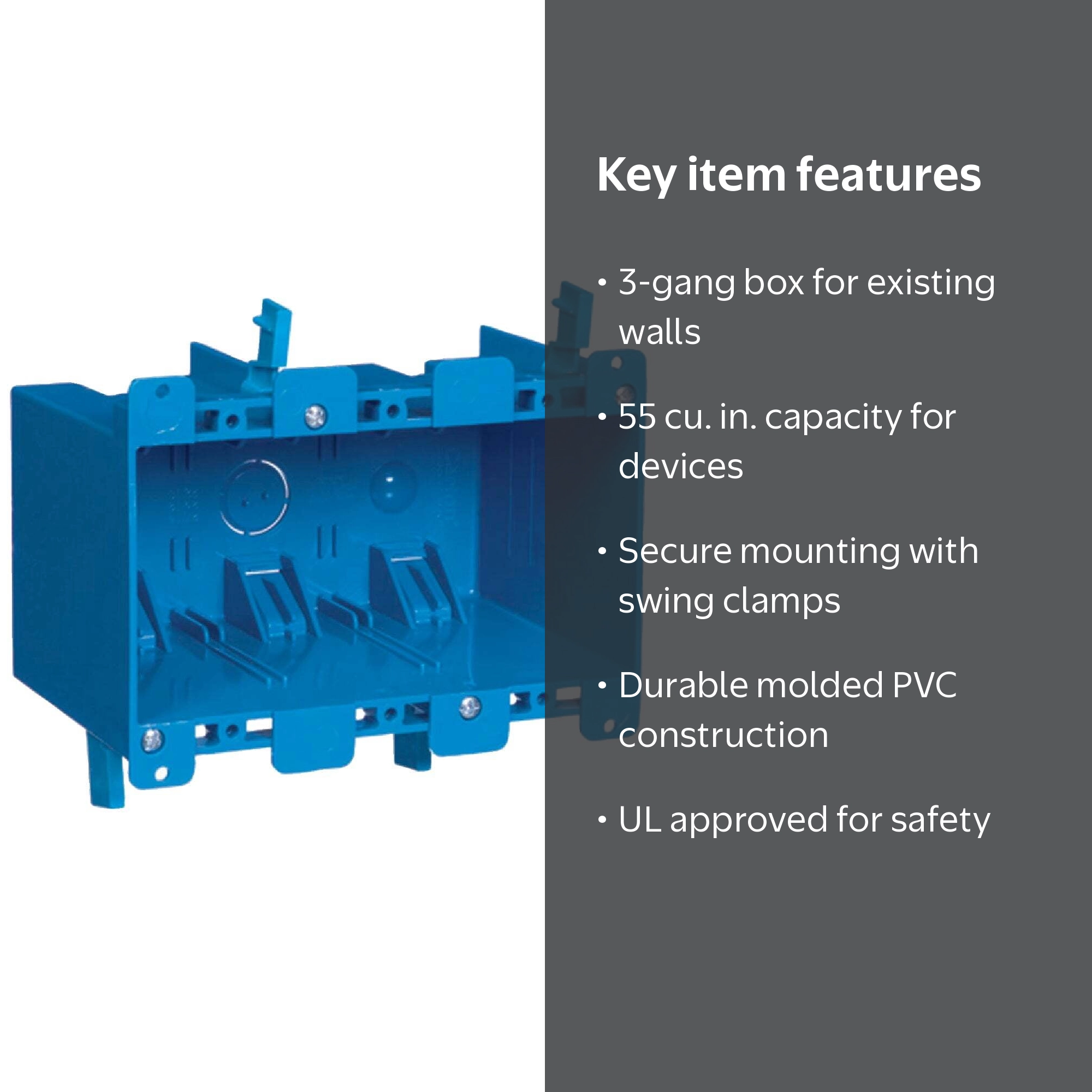Thomas & Betts Carlon B355R 3-Gang PVC Electrical Switch/Outlet