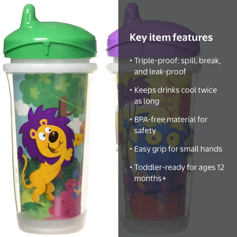 Playtex Sipsters Stage 3 Insulated Spout Sippy Cup, 9 oz, 2 pack