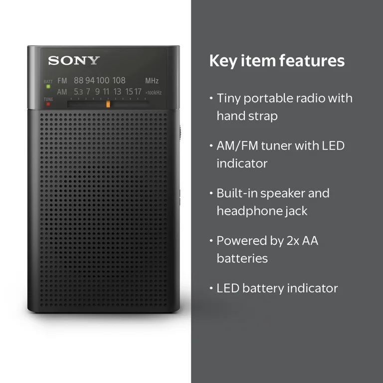 Sony ICF-P27 Compact Pocket AM/FM Portable Radio with Speaker and