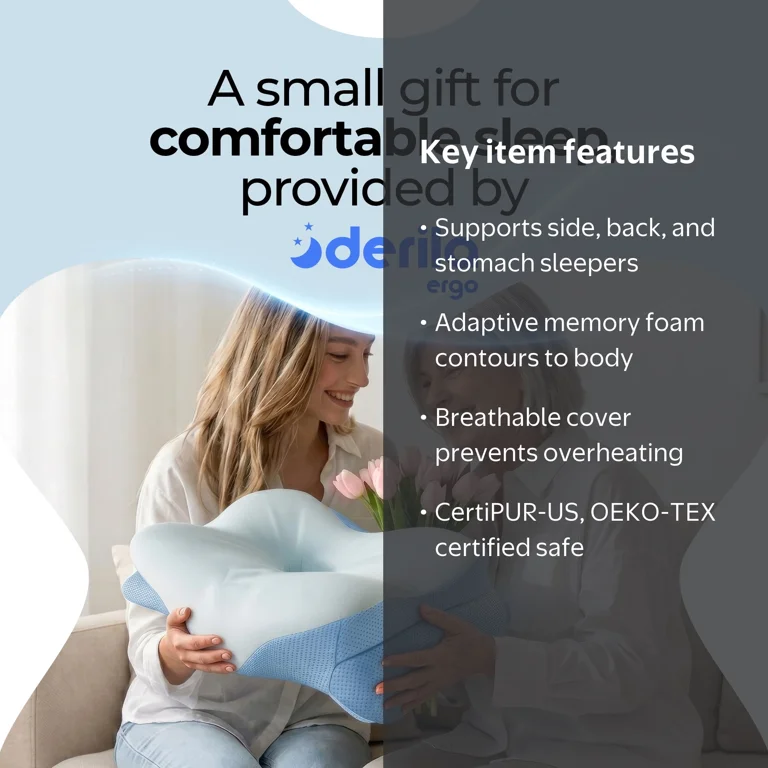 Derila Ergo Cervical Neck Pillow for Sleeping Pillow Contour Memory Foam Pillows for Back, Side Sleeper Pillows 21.25 x 14.17 x 4.72 inches