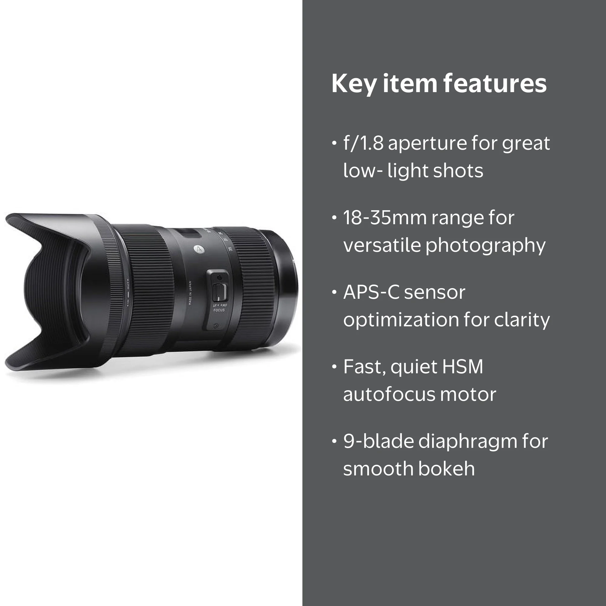 Sigma 18-35mm F1.8 Art DC HSM Wide-Angle Zoom Lens for Canon EF