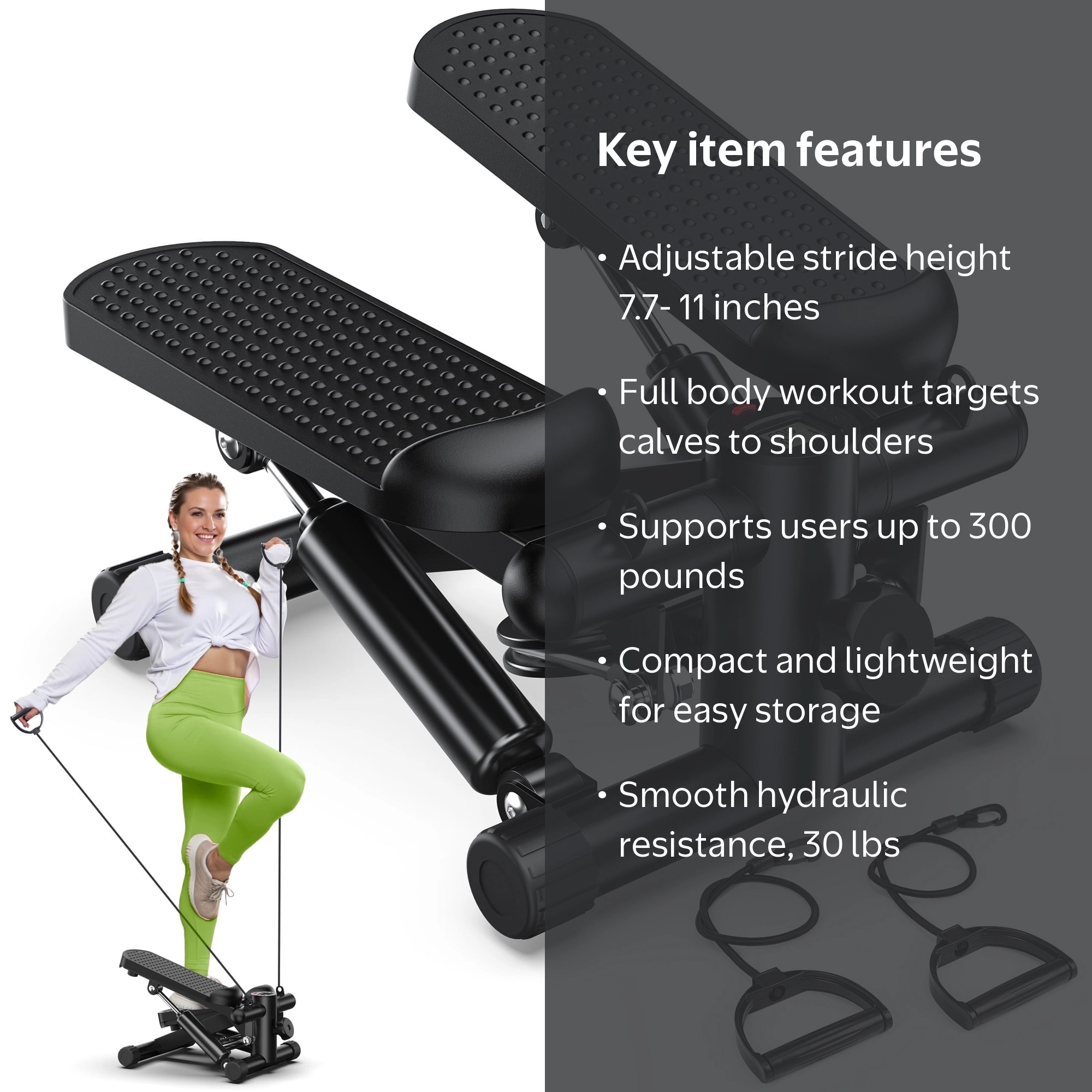 edx Steppers for Exercise, Mini Home Fitness Step with Resistance