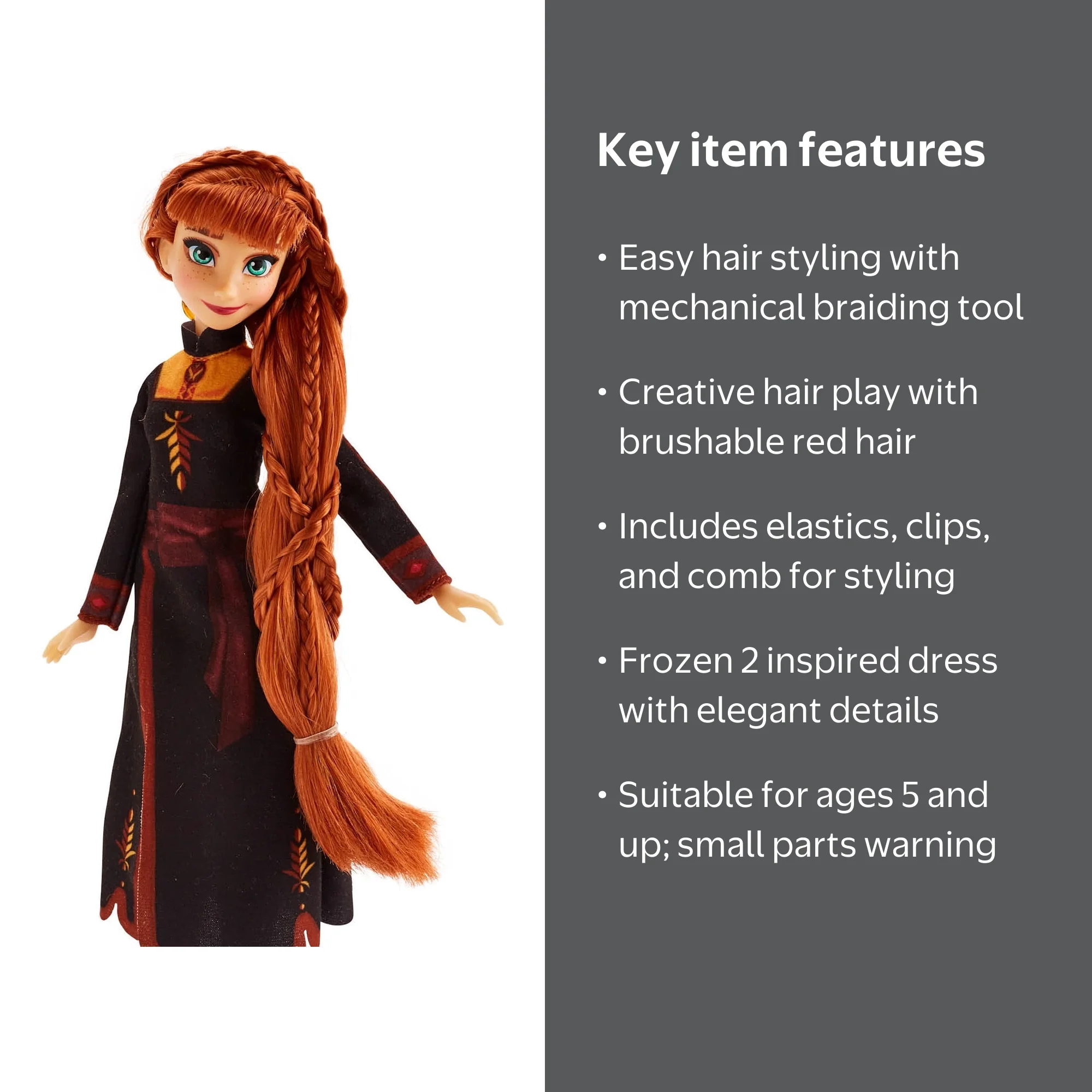 Disney Frozen 2 Sister Styles Long Hair Anna Fashion Doll with