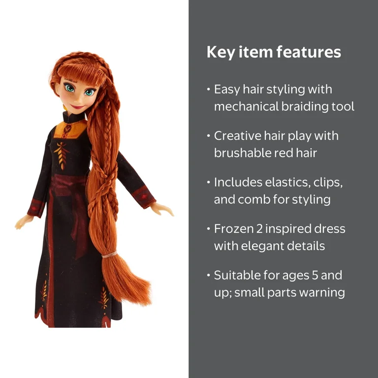 Disney Frozen 2 Sister Styles Long Hair Anna Fashion Doll with