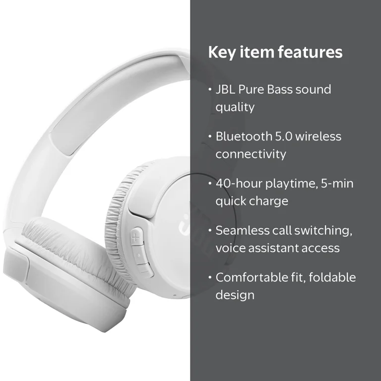 JBL, Headphones, Pure Bass, Wireless on-ear, 40H Battery - Walmart.com