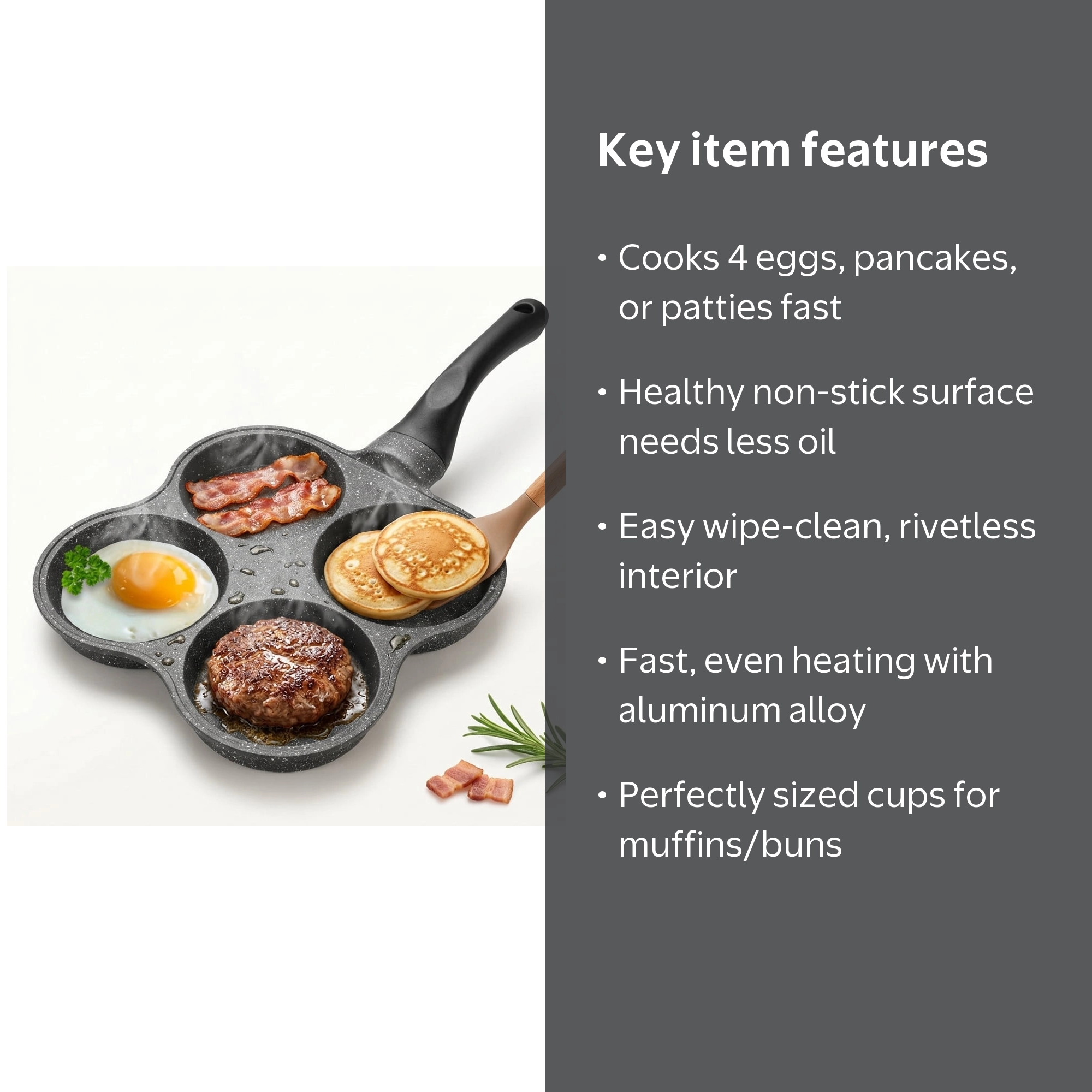 Xiyztok, Pancake Pan with 4 Holes for Easy Breakfast Cooking