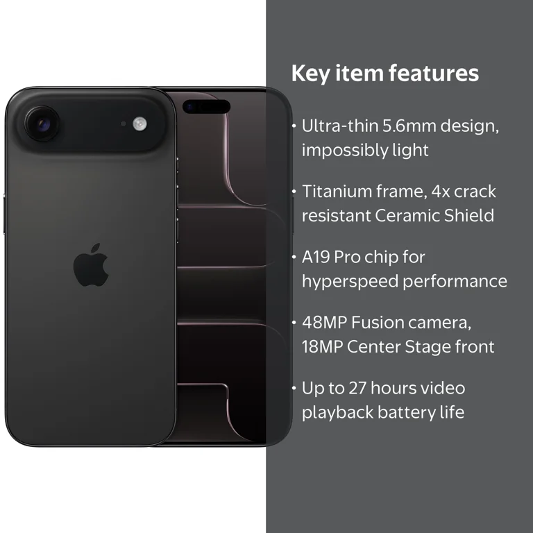 AT&T iPhone Air 1TB Space Black - Walmart.com