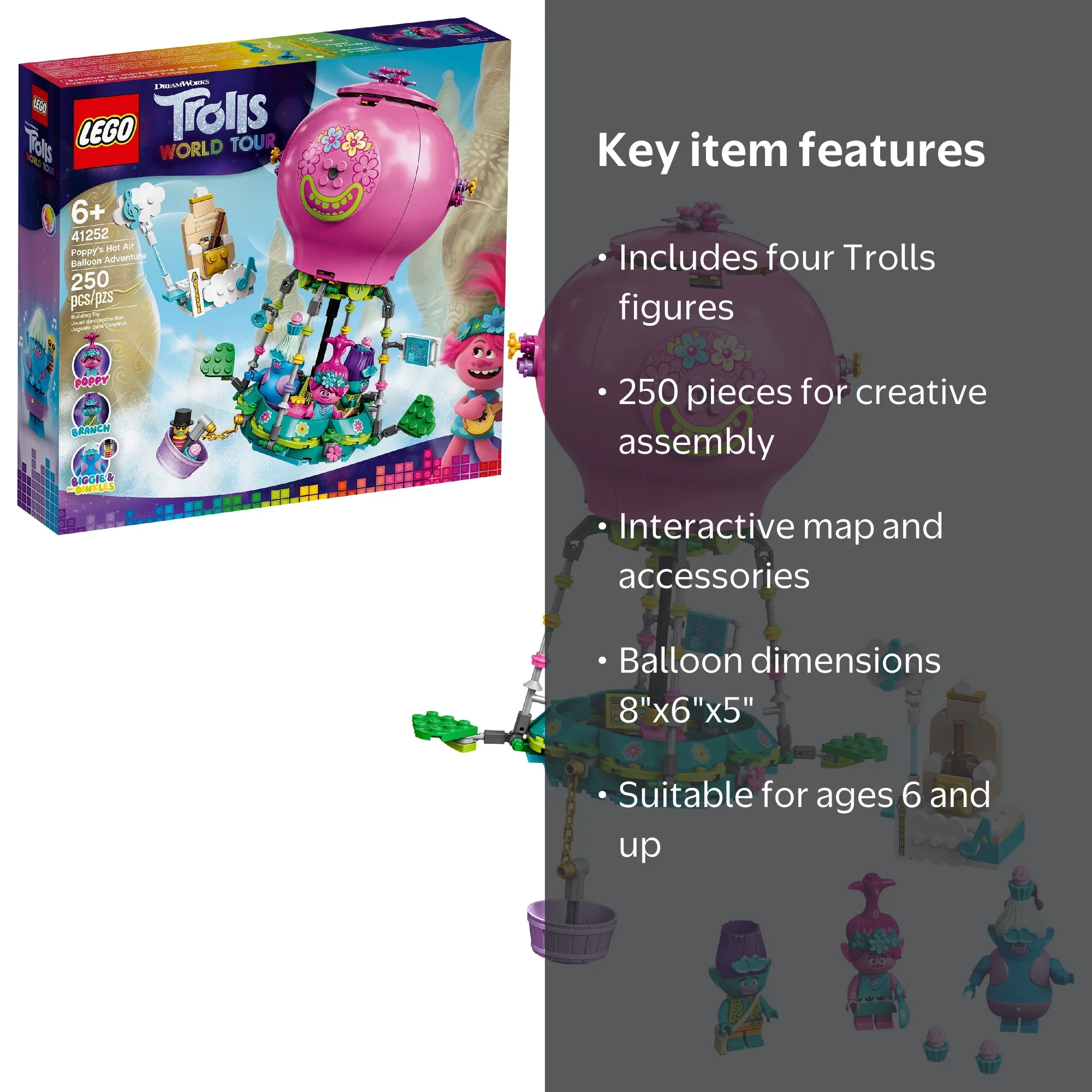 Free Shipping! LEGO Trolls World Tour Poppy's Hot Air Balloon
