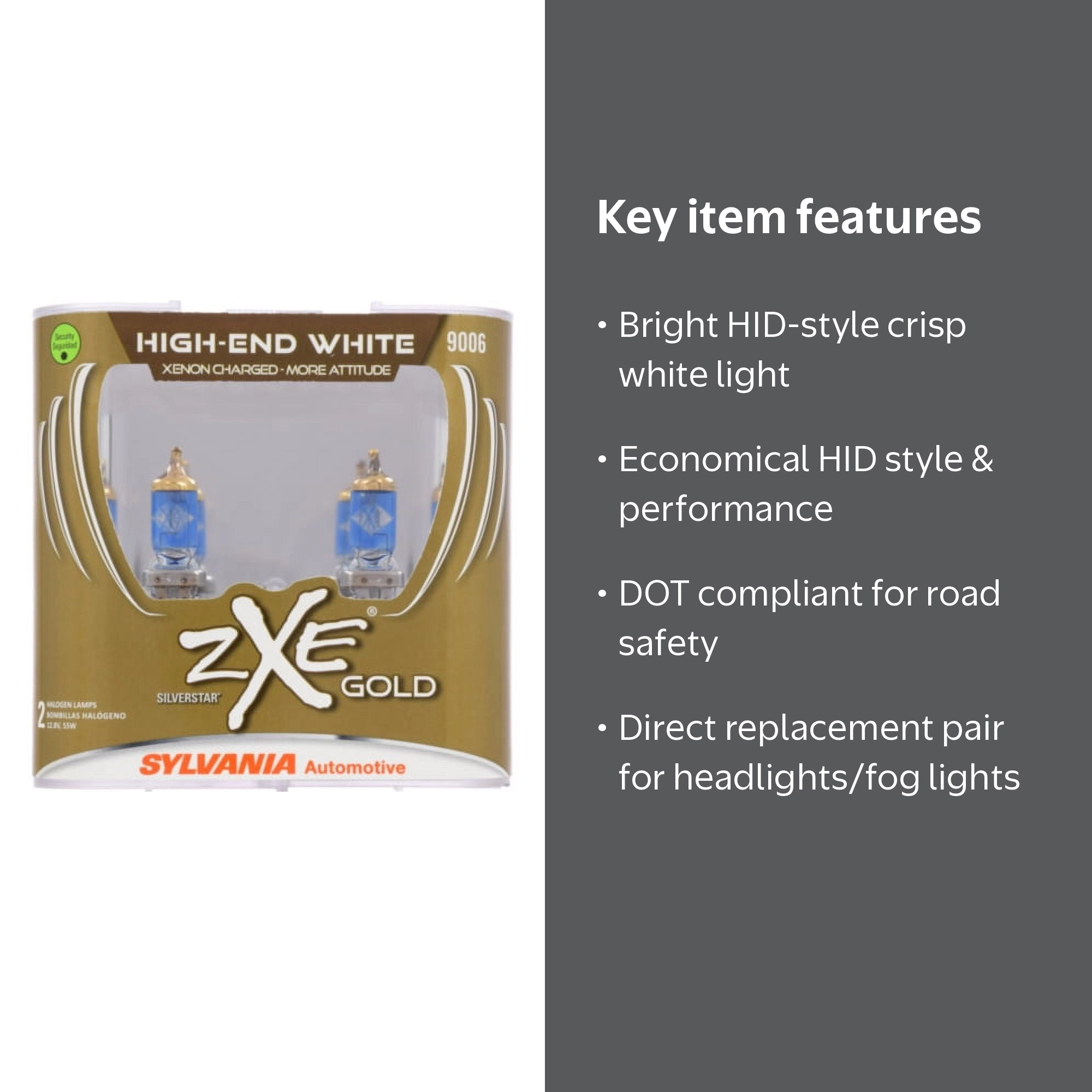 Sylvania 9006 SilverStar zXe Gold Halogen Headlight Bulb, Pack of