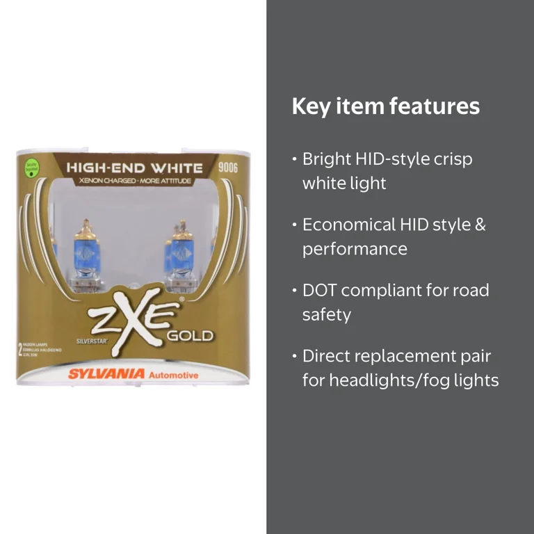 Sylvania 9006 SilverStar zXe Gold Halogen Headlight Bulb, Pack of