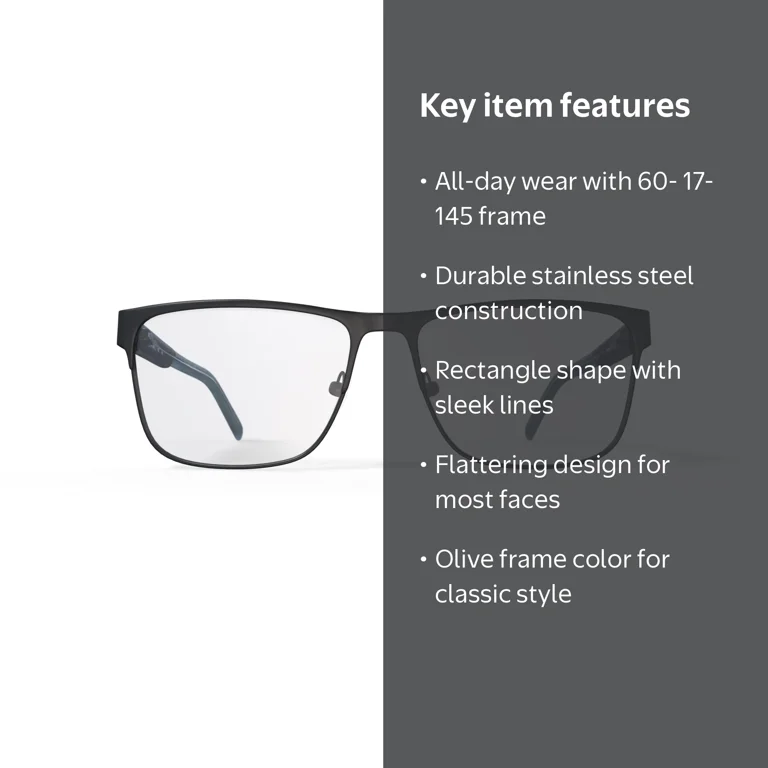 Walmart Men's Josh Rectangular Prescription Eyeglasses with Case